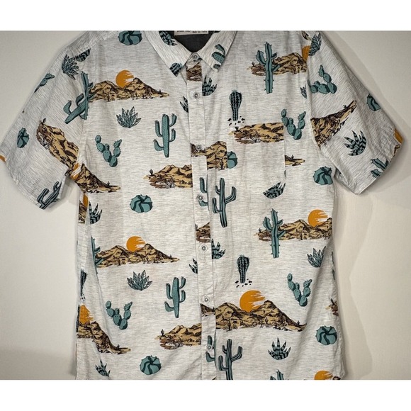 Retrofit Shirt Men's Cacti Pattern Button Up Short Sleeve Size Medium Western - Picture 3 of 6